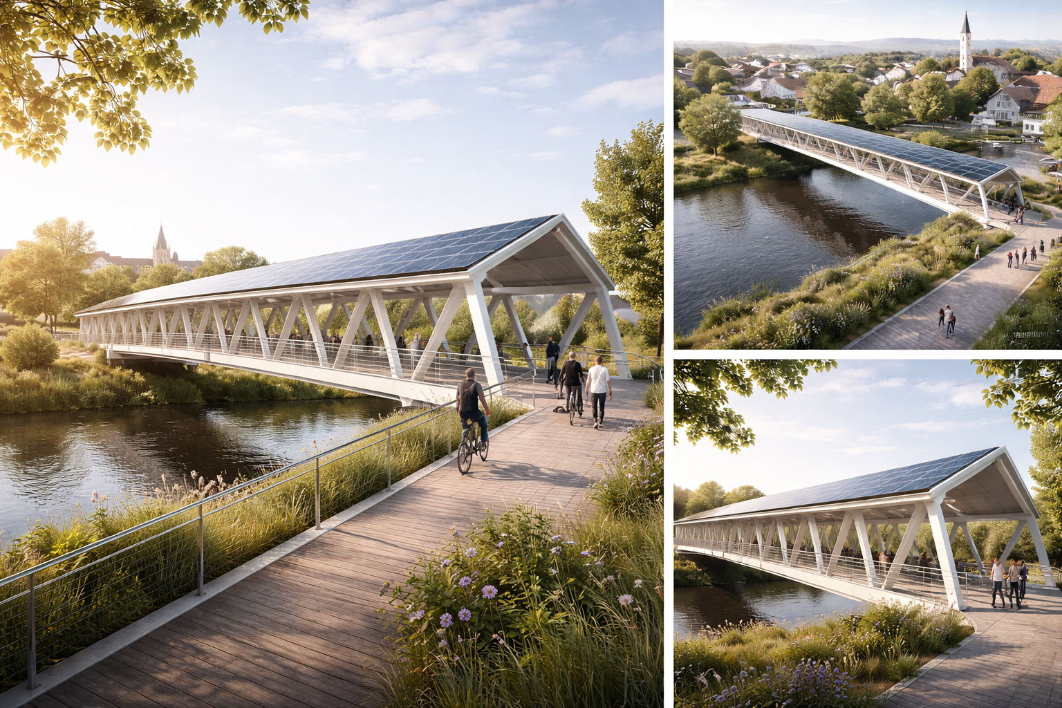 Solarbrücke mit Fachwerk